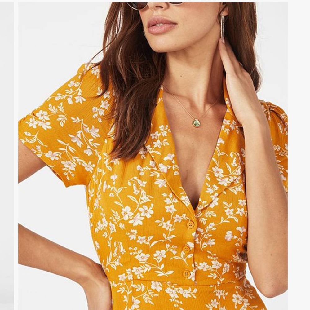 Floral Mustard MIDI Dress